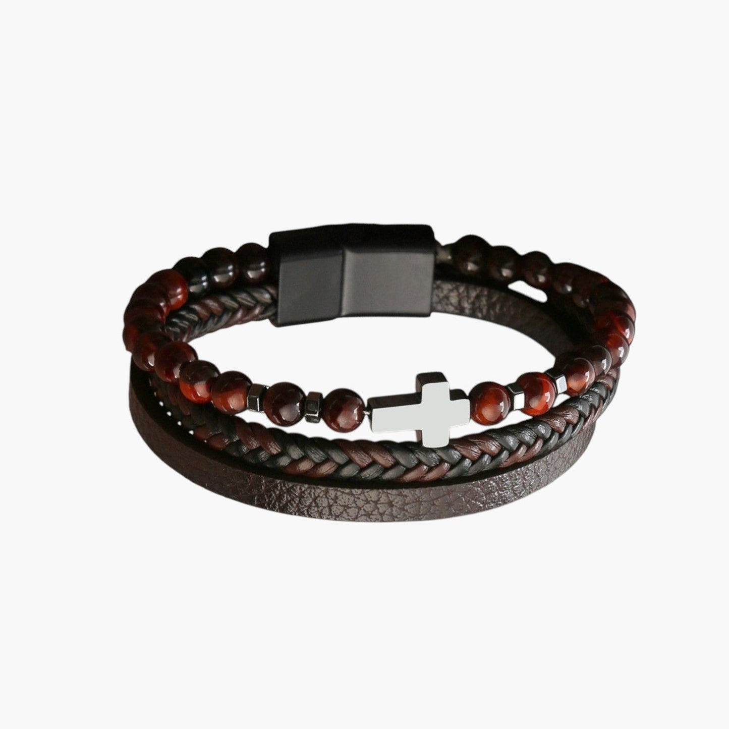Pulseira de Couro e Pedra Natural - Sheepfy