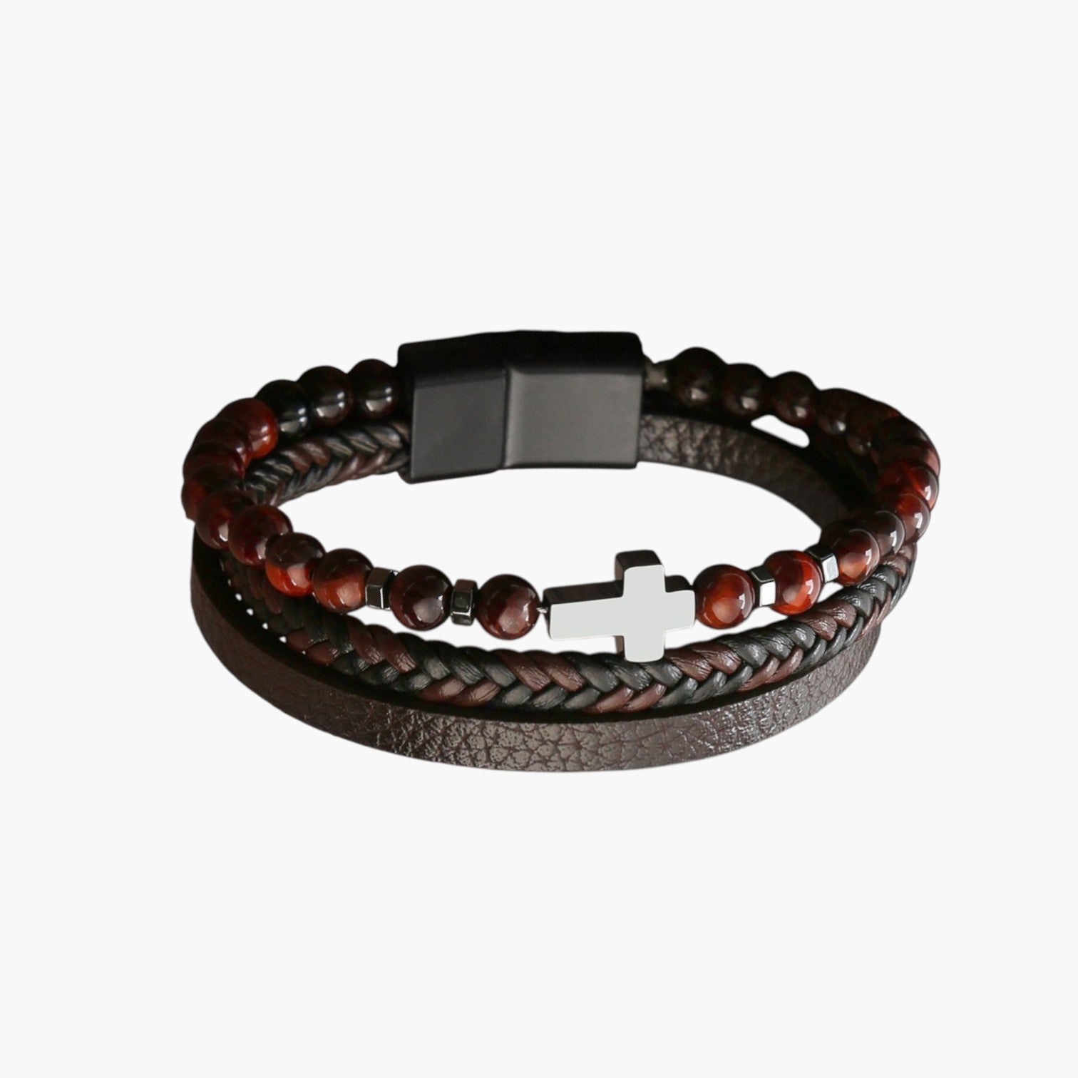 Pulseira de Couro e Pedra Natural - Sheepfy