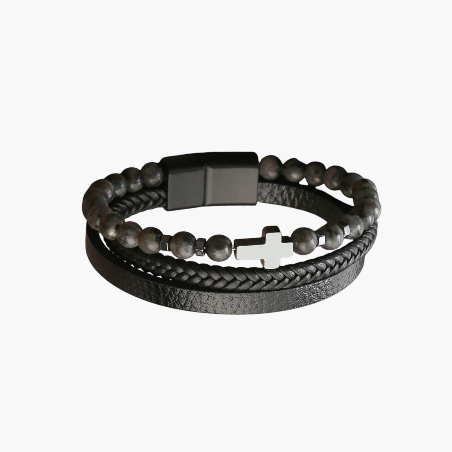 Pulseira de Couro e Pedra Natural - Sheepfy