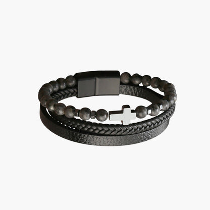 Pulseira de Couro e Pedra Natural - Sheepfy