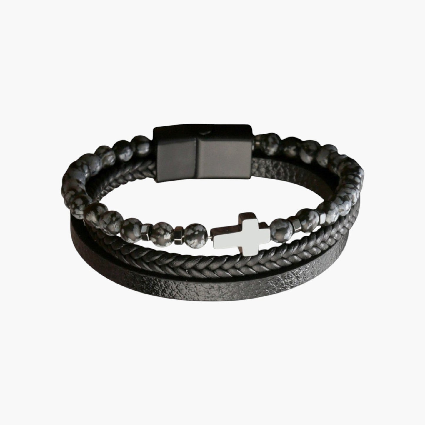 Pulseira de Couro e Pedra Natural - Sheepfy