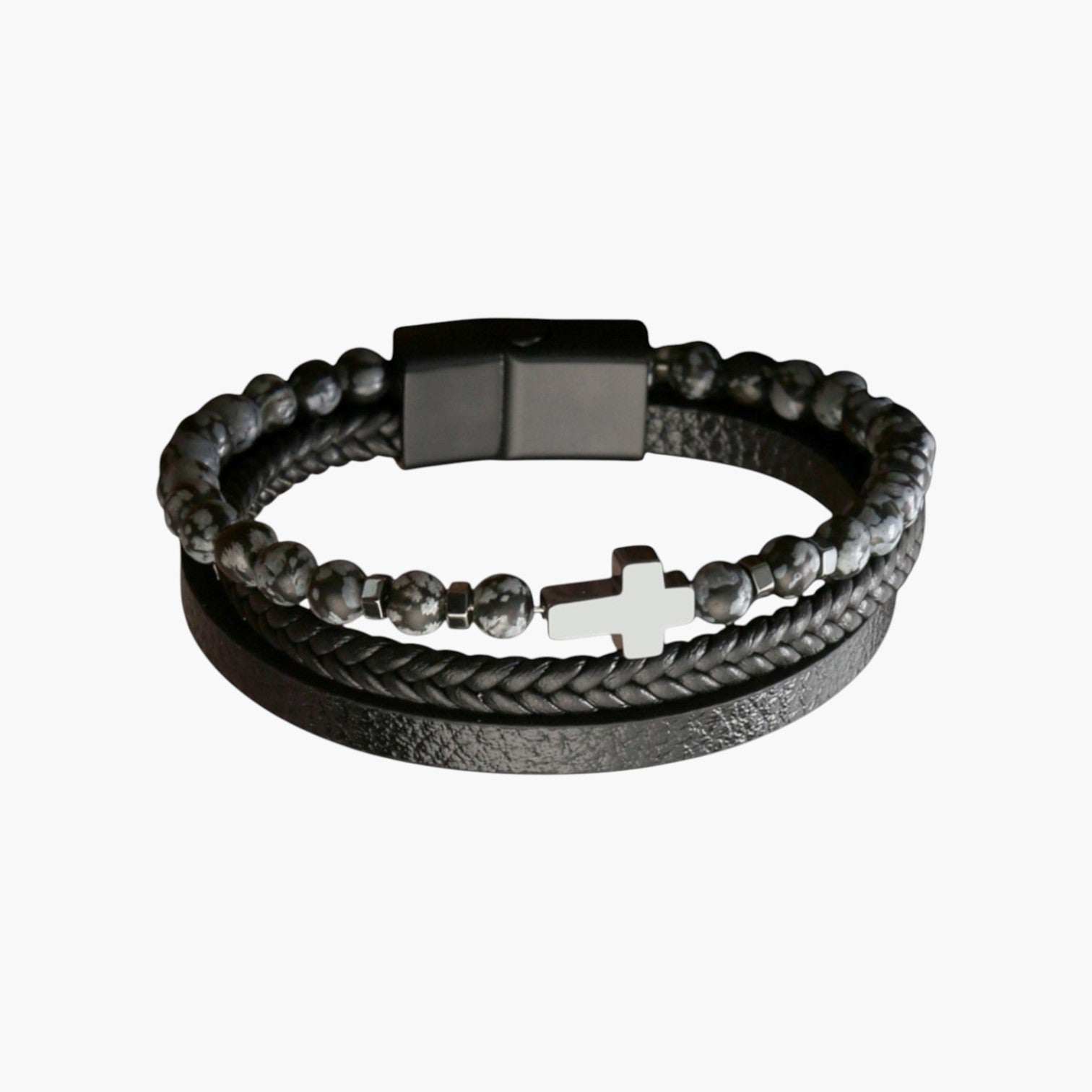 Pulseira de Couro e Pedra Natural - Sheepfy