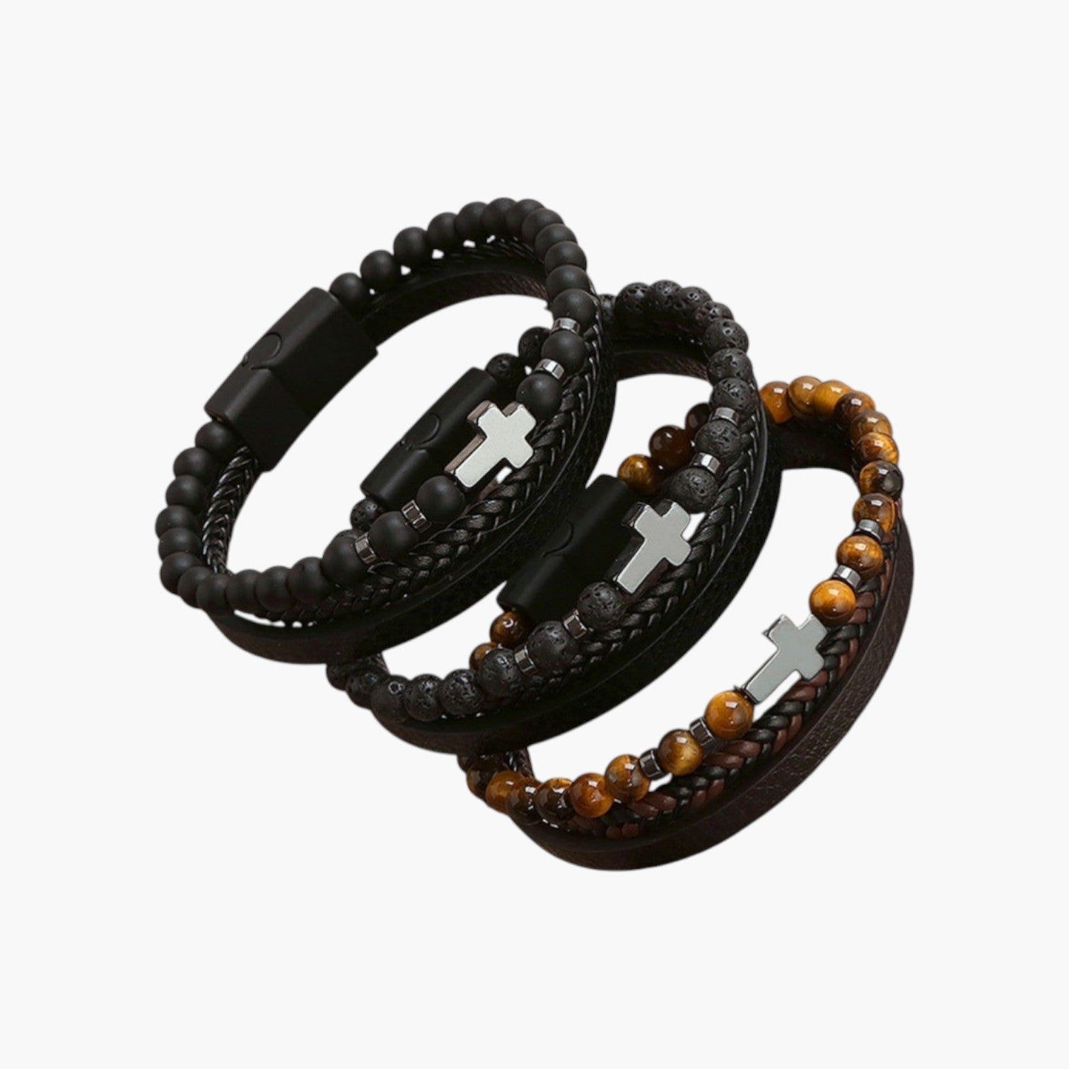Pulseira de Couro e Pedra Natural - Sheepfy