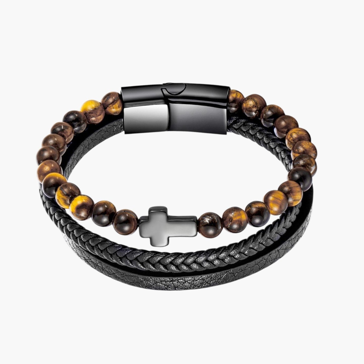 Pulseira de Couro e Pedra Natural - Sheepfy