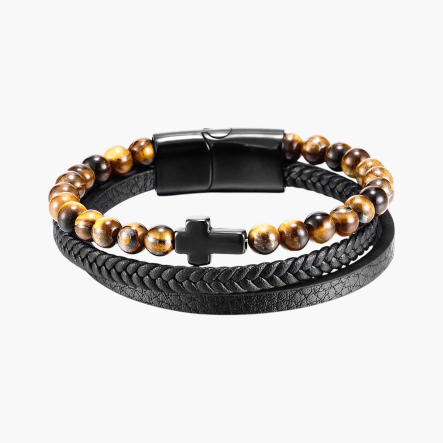 Pulseira de Couro e Pedra Natural - Sheepfy
