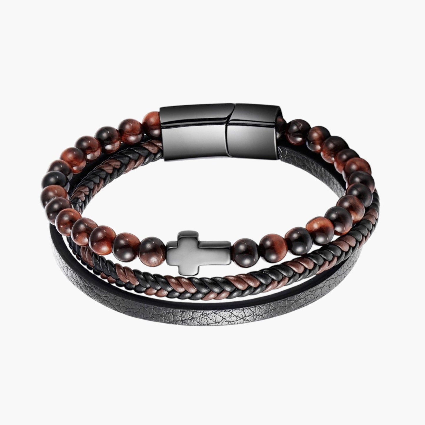 Pulseira de Couro e Pedra Natural - Sheepfy