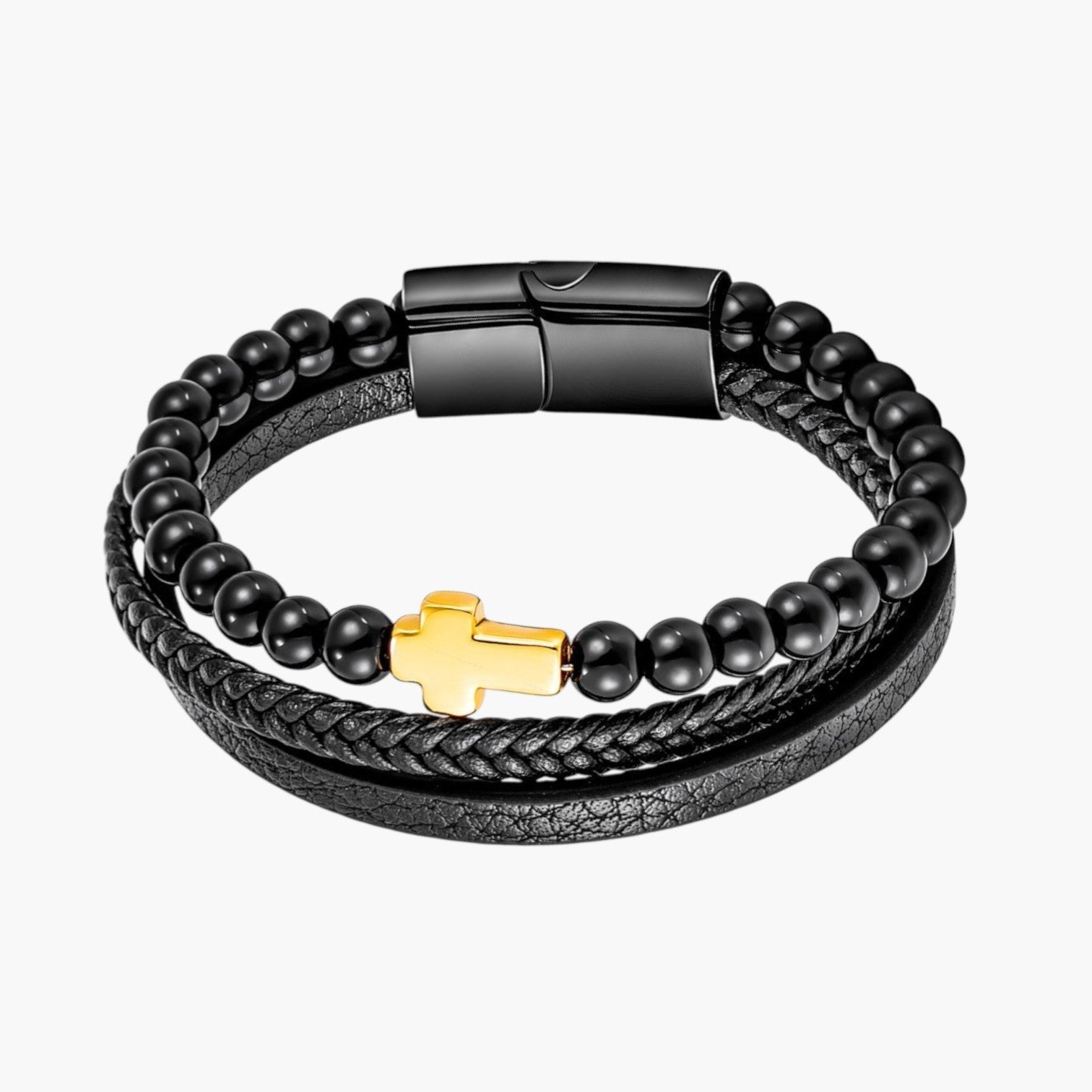 Pulseira de Couro e Pedra Natural - Sheepfy