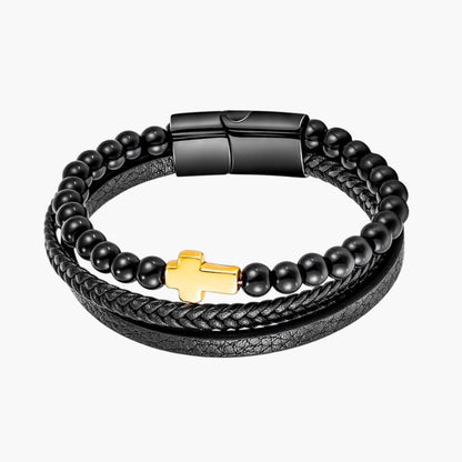 Pulseira de Couro e Pedra Natural - Sheepfy