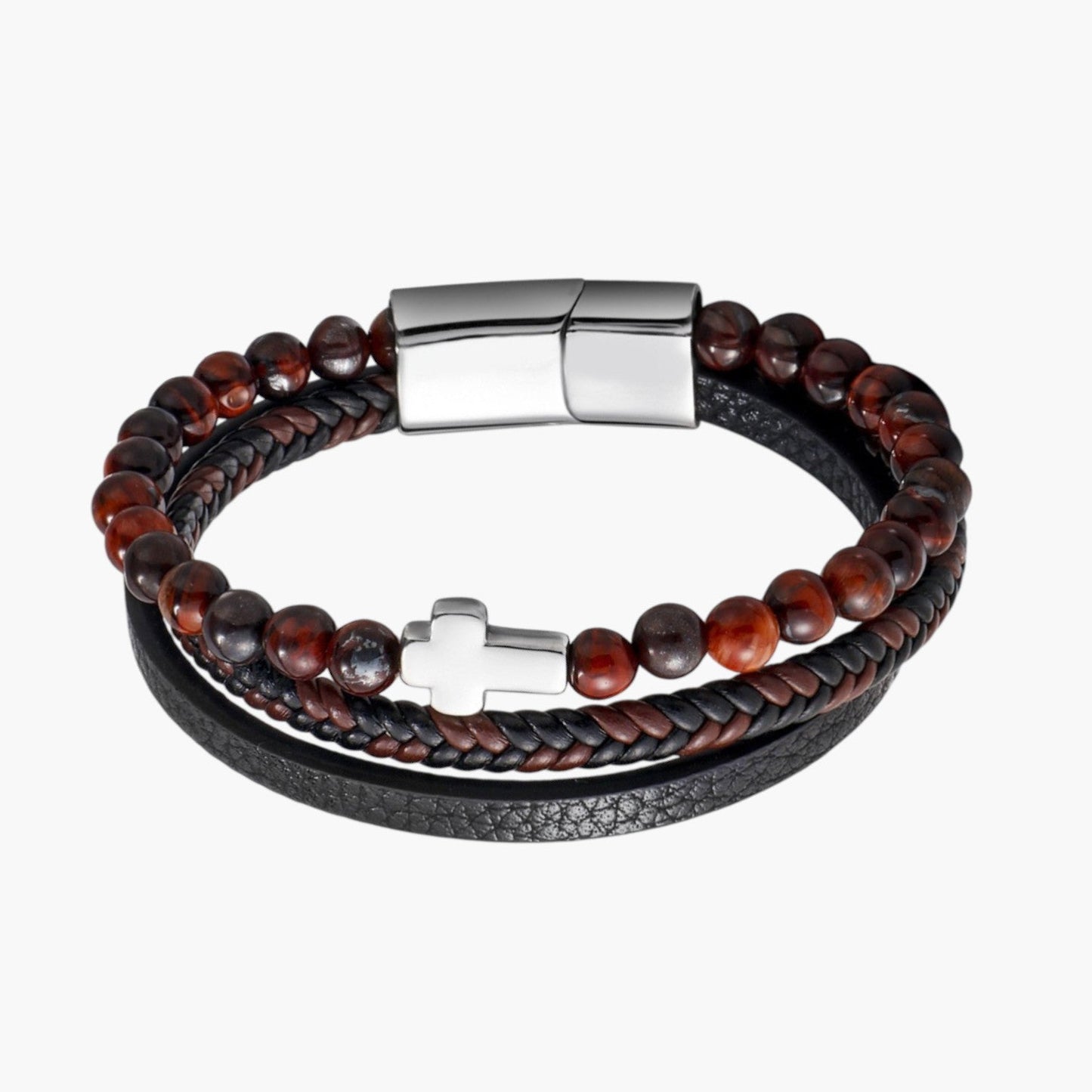 Pulseira de Couro e Pedra Natural - Sheepfy