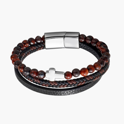 Pulseira de Couro e Pedra Natural - Sheepfy