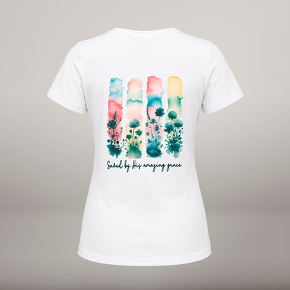 Saved by His Amazing Grace – T-shirt de Manga Curta | Caminho Collection | Sheepfy - Sheepfy