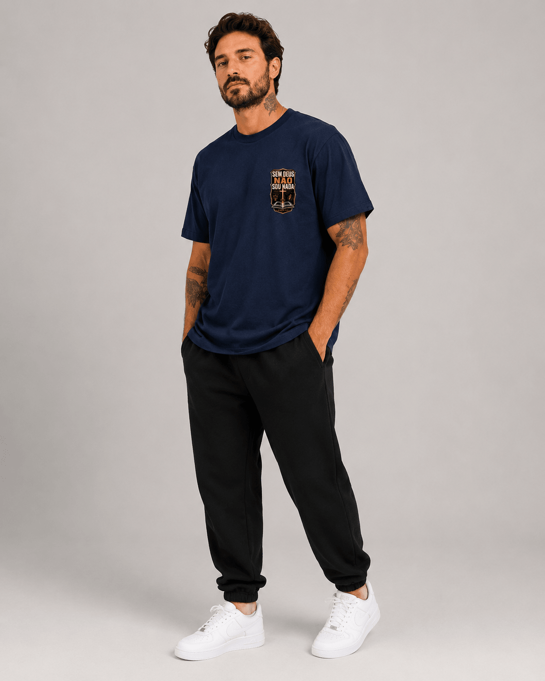 Sem Deus Não Sou Nada – T-shirt cristã oversized de homem – foto 4