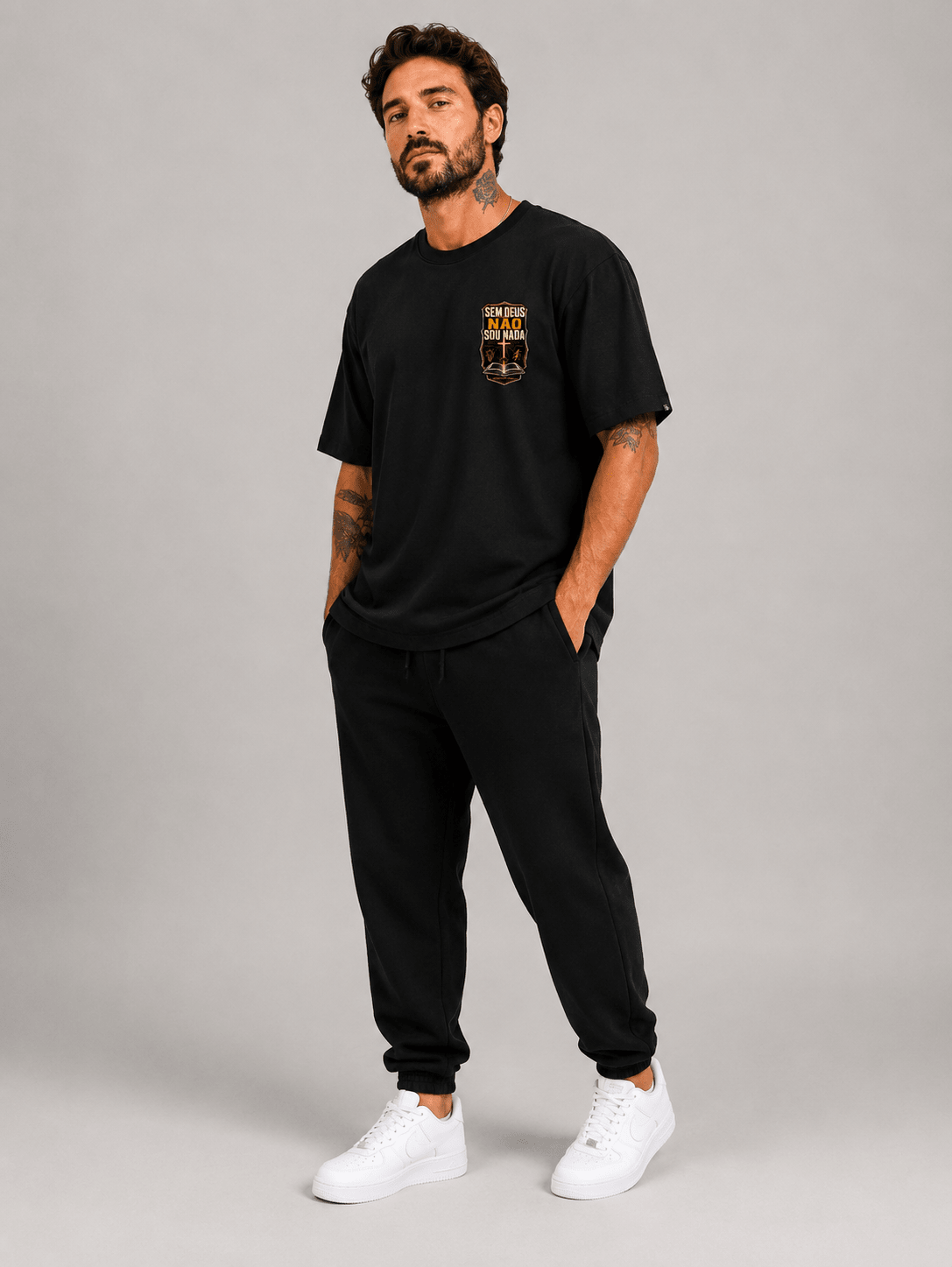 Sem Deus Não Sou Nada – T-shirt cristã oversized de homem – foto 2