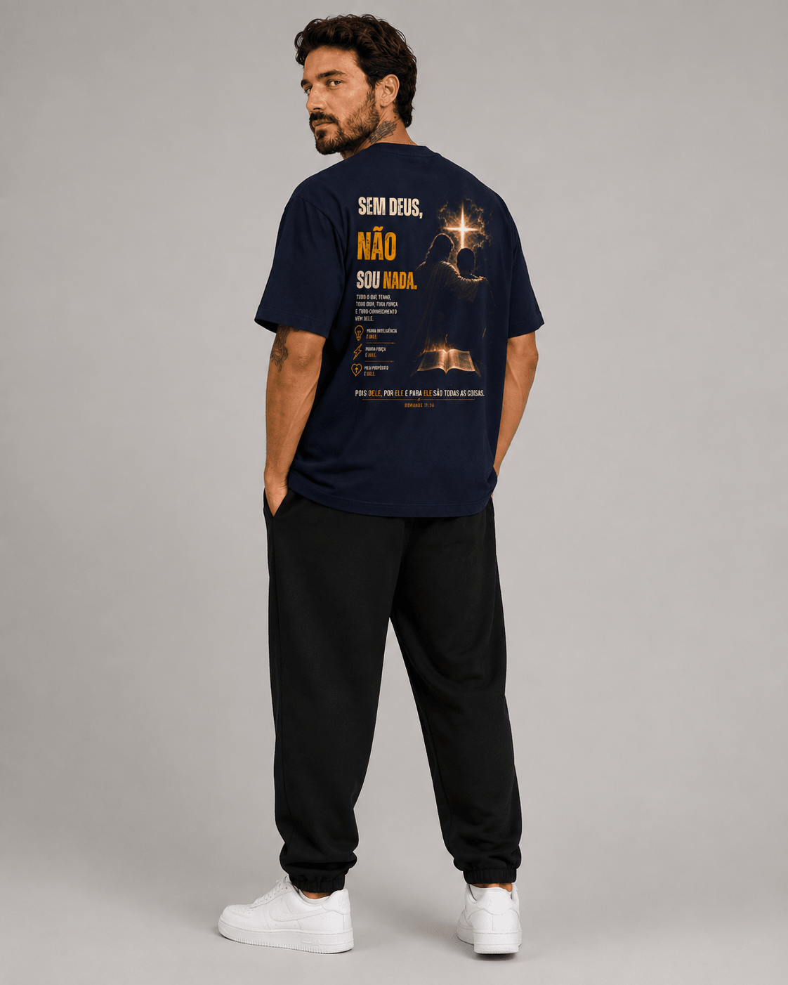 Sem Deus Não Sou Nada – T-shirt cristã oversized de homem – foto 3
