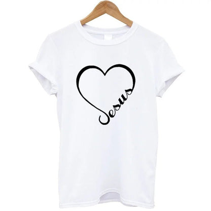 T-shirt camisa curta - Coração e Fé em Jesus - Sheepfy