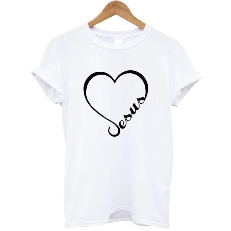 T-shirt camisa curta - Coração e Fé em Jesus - Sheepfy