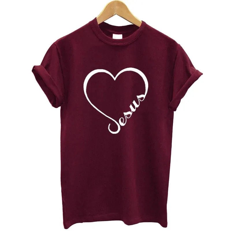 T-shirt camisa curta - Coração e Fé em Jesus - Sheepfy