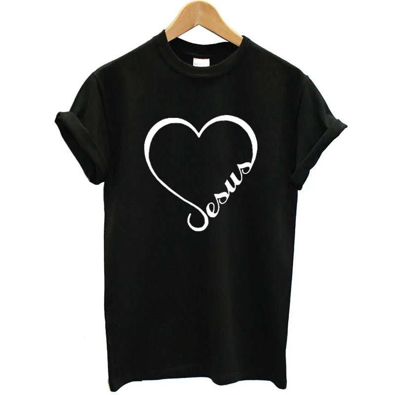 T-shirt camisa curta - Coração e Fé em Jesus - Sheepfy