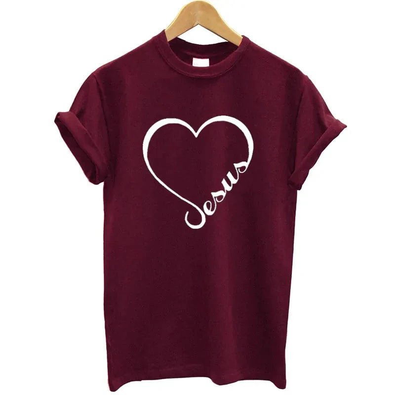 T-shirt camisa curta - Coração e Fé em Jesus - Sheepfy