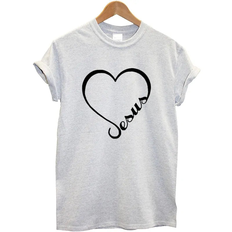 T-shirt camisa curta - Coração e Fé em Jesus - Sheepfy