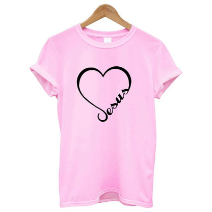 T-shirt camisa curta - Coração e Fé em Jesus - Sheepfy