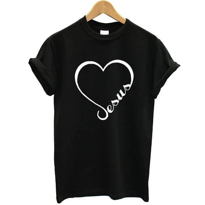 T-shirt camisa curta - Coração e Fé em Jesus - Sheepfy