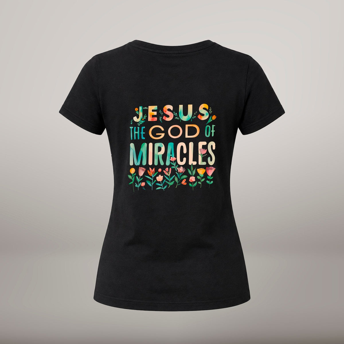 T-shirt Cristã Mulher – Jesus, The God of Miracles - Sheepfy