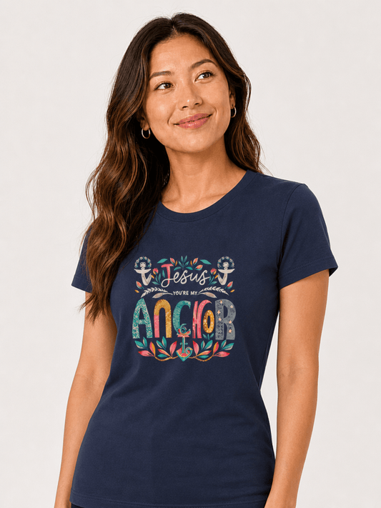 T-shirt Cristã Mulher – Jesus, You're My Anchor - Sheepfy