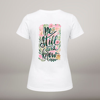 T-shirt Cristã Mulher – Psalm 46: Be Still - Sheepfy