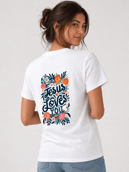 T-shirt Cristã Mulher – You Are Loved by Jesus - Sheepfy