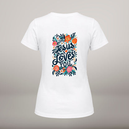 T-shirt Cristã Mulher – You Are Loved by Jesus - Sheepfy