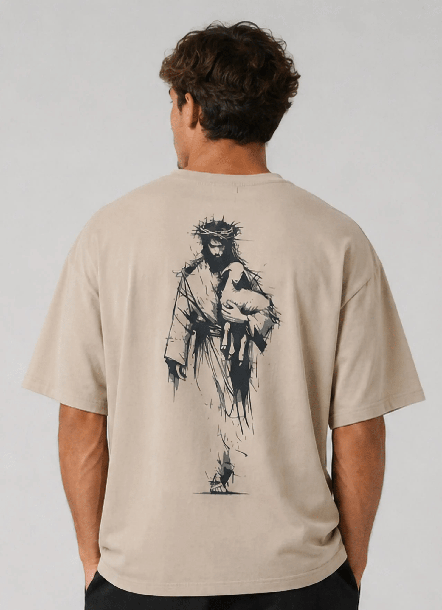 T-shirt de manga curta - Cordeiro e Leão - Ágape Oversized Edition - Sheepfy