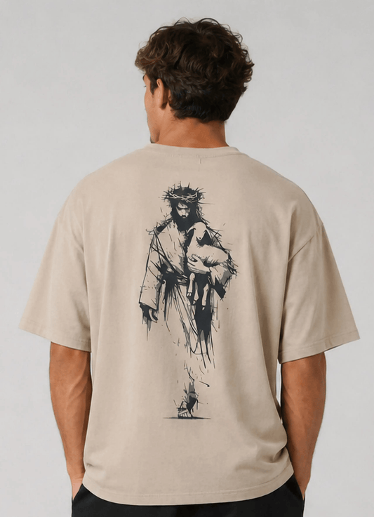 T-shirt de manga curta - Cordeiro e Leão - Ágape Oversized Edition - Sheepfy