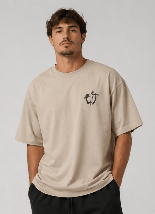 T-shirt de manga curta - Cordeiro e Leão - Ágape Oversized Edition - Sheepfy