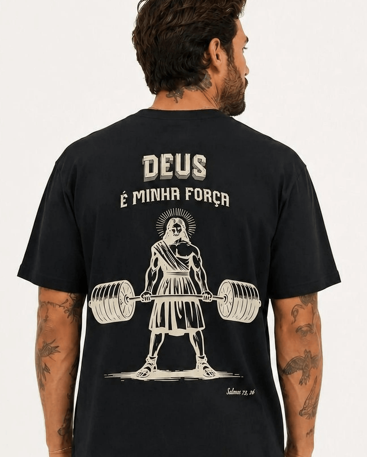 T-shirt de manga curta - Deus é minha força - Ágape Oversized Edition - Sheepfy
