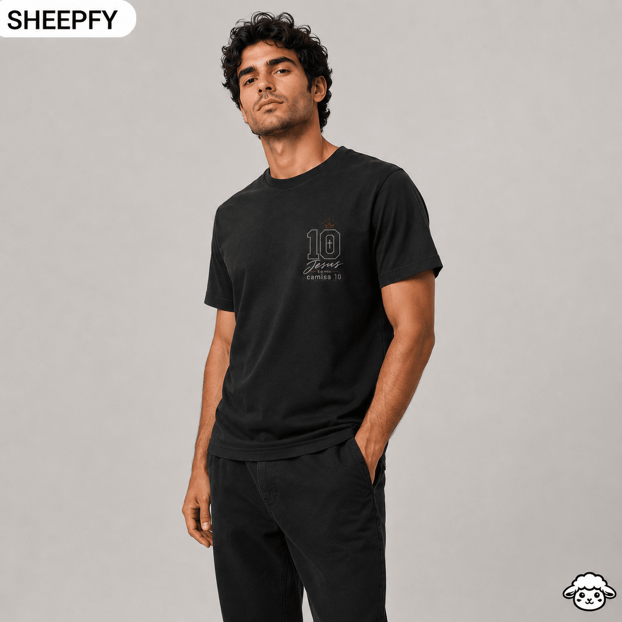 T-shirt de manga curta - Jesus é meu camisa 10 - World Cup Collection - Sheepfy