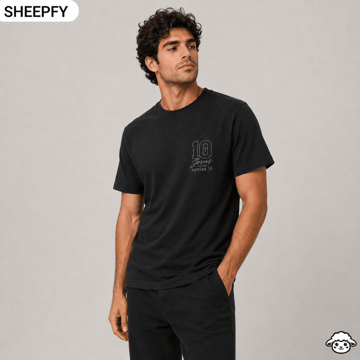 T-shirt de manga curta - Jesus é meu camisa 10 - World Cup Collection - Sheepfy