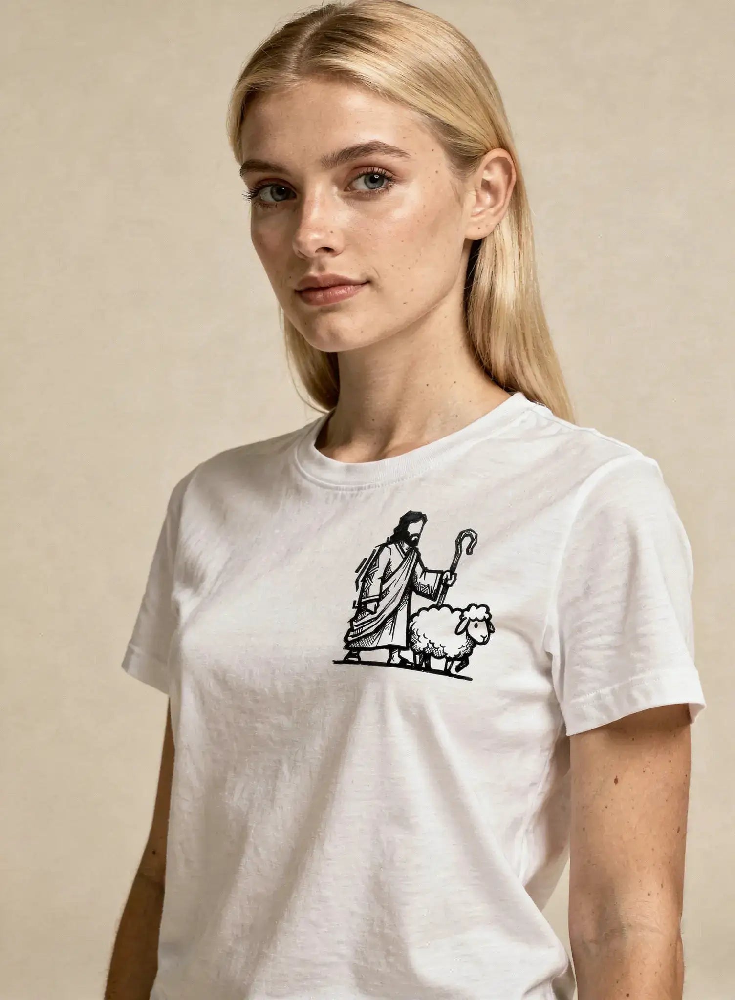 T-shirt de Manga Curta Jesus, Nosso Pastor | Sheepfy - Sheepfy