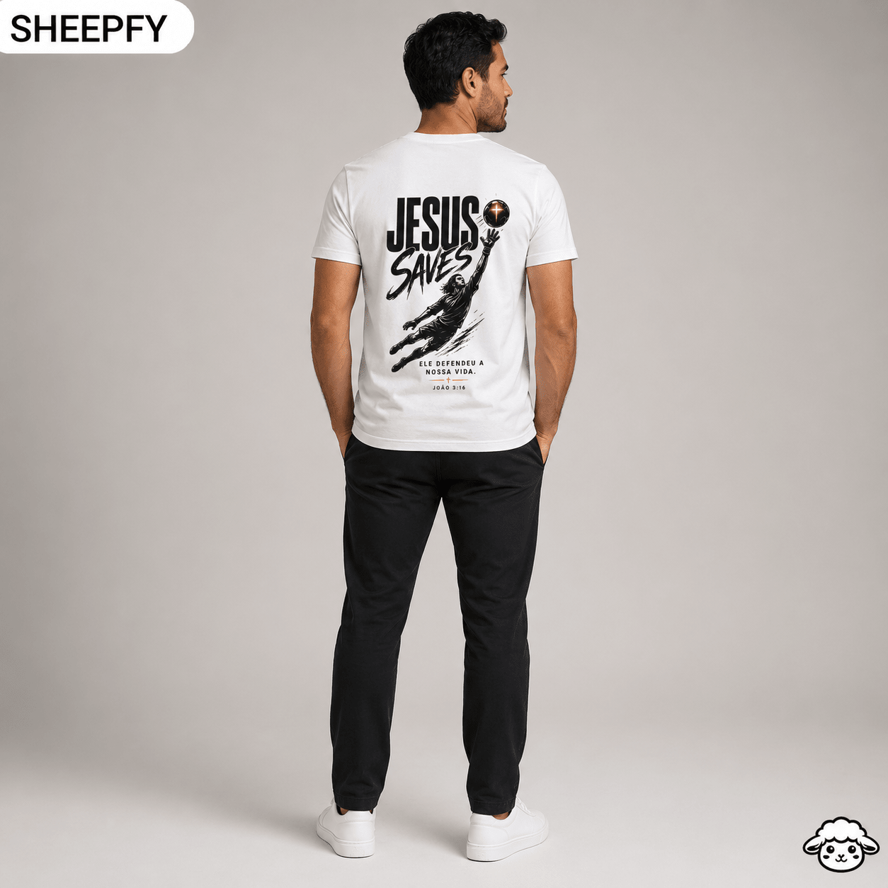 T-shirt de manga curta - Jesus Saves - World Cup Collection - Sheepfy