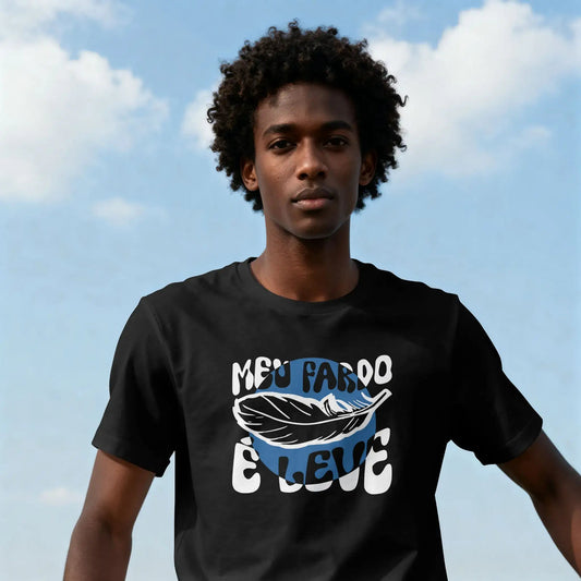 T-shirt de Manga Curta Meu Fardo é Leve Cristã | Sheepfy - Sheepfy