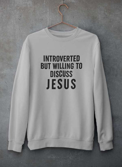 T-shirt manga comprida - "Introverted But Willing To Discuss Jesus" - Sheepfy
