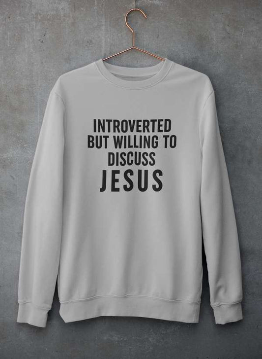 T-shirt manga comprida - "Introverted But Willing To Discuss Jesus" - Sheepfy