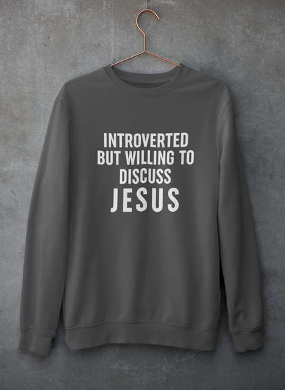 T-shirt manga comprida - "Introverted But Willing To Discuss Jesus" - Sheepfy