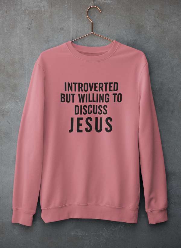 T-shirt manga comprida - "Introverted But Willing To Discuss Jesus" - Sheepfy