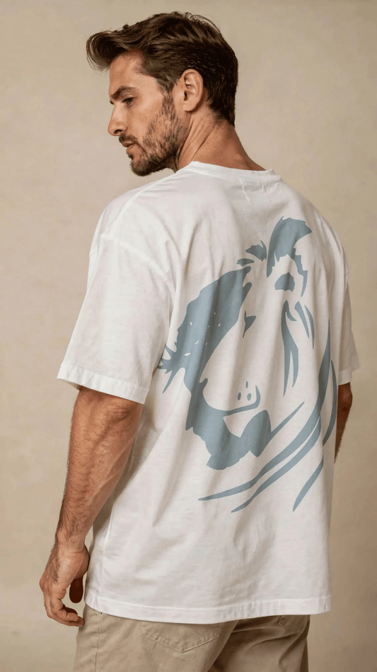 T-shirt oversized de manga curta Arte Leão | Sheepfy - Sheepfy