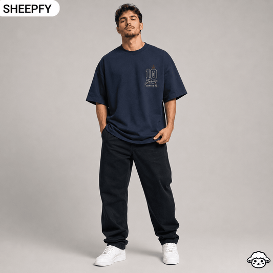T-shirt oversized de manga curta - Jesus é meu camisa 10 - World Cup Collection - Sheepfy