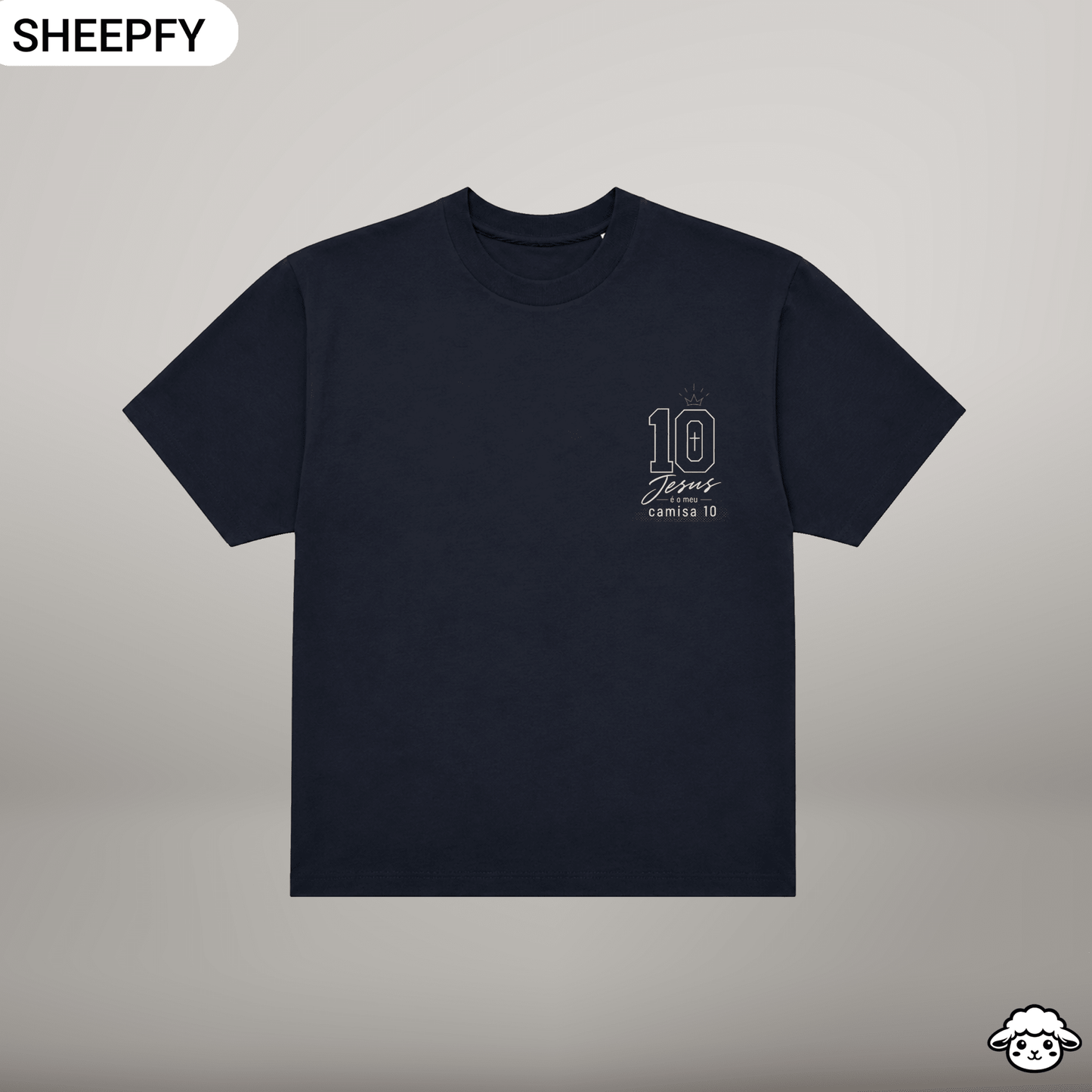 T-shirt oversized de manga curta - Jesus é meu camisa 10 - World Cup Collection - Sheepfy