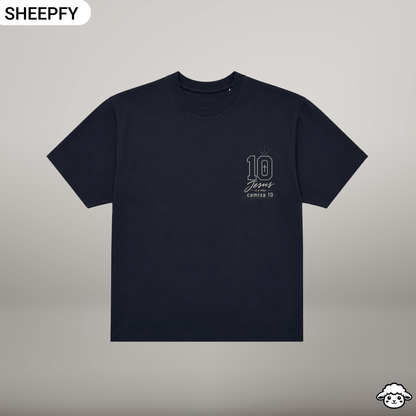 T-shirt oversized de manga curta - Jesus é meu camisa 10 - World Cup Collection - Sheepfy