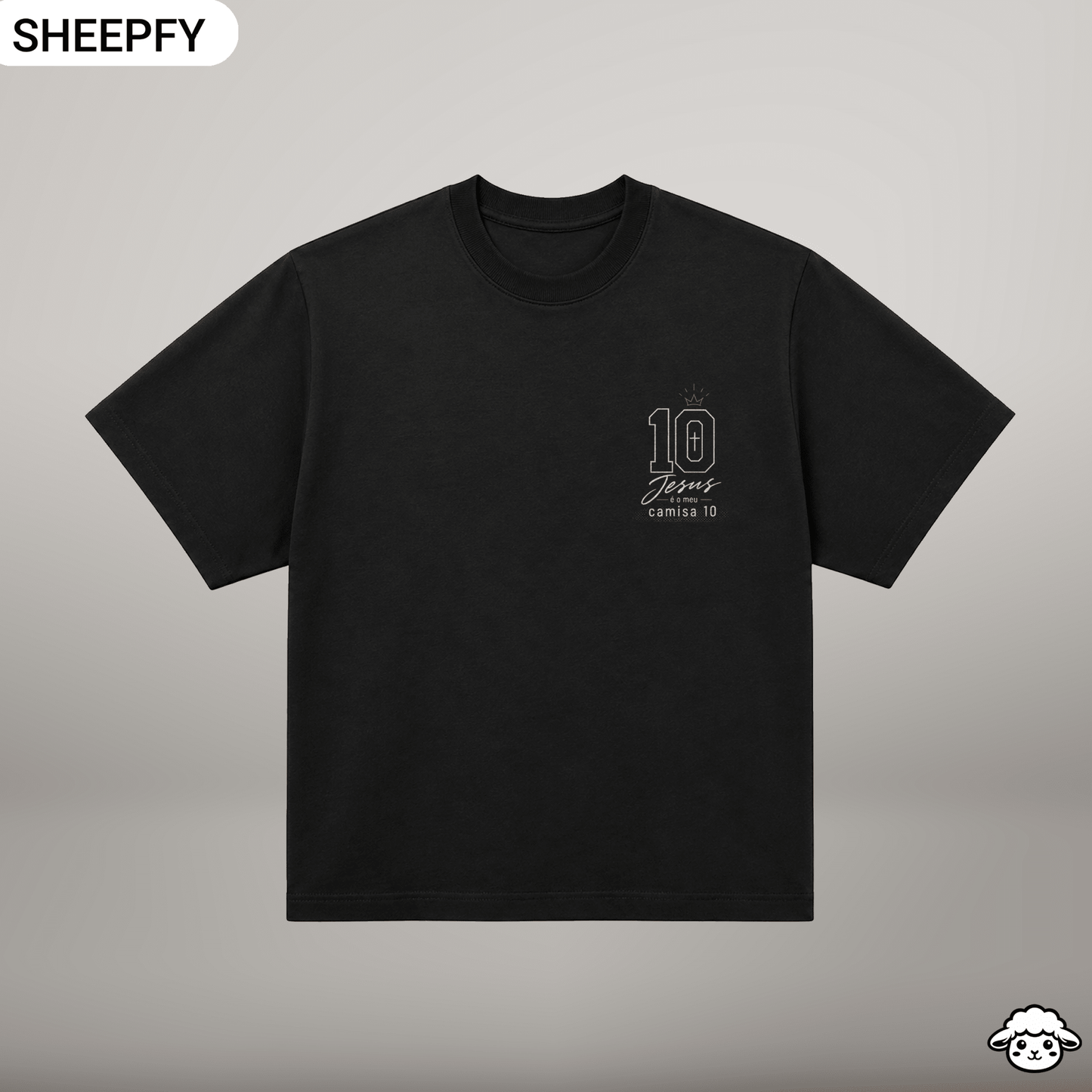 T-shirt oversized de manga curta - Jesus é meu camisa 10 - World Cup Collection - Sheepfy