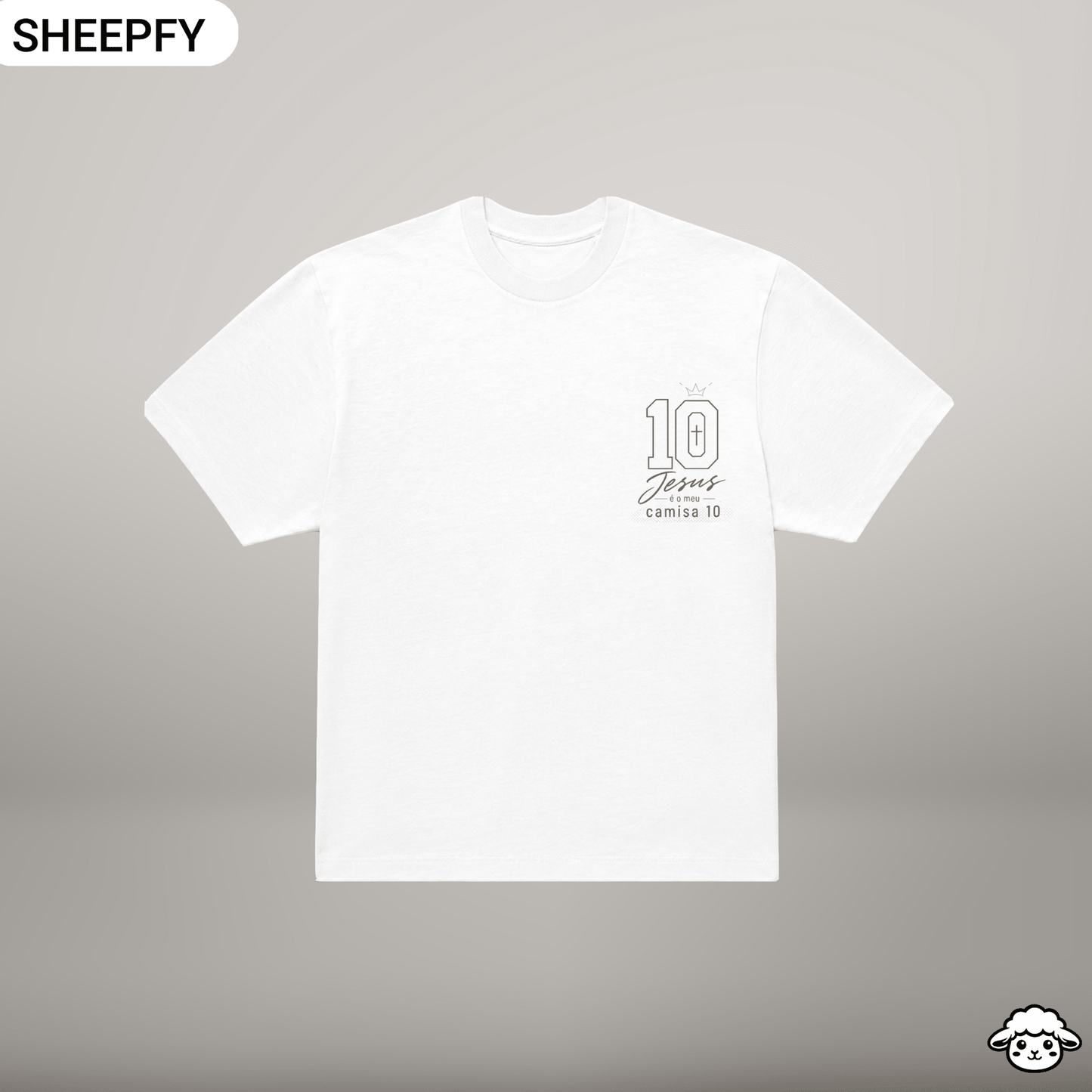 T-shirt oversized de manga curta - Jesus é meu camisa 10 - World Cup Collection - Sheepfy